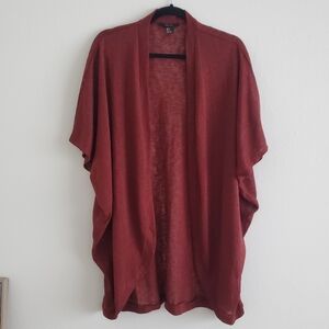 Forever 21 Red Boho Short Sleeve Open Cardigan Shrug Shawl